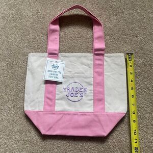 Trader Joes Mini Canvas Tote Bag Pastel Pink NWT Grocery Everyday Bag